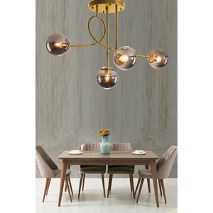 Pare Model Modern Spor Gold 4'lu Glop Füme Camlı Avize