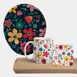 Yr Flowers Mousepad, Kupa ve Bardak Altlığı Seti
