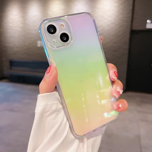 Iphone 13 İçin Akrilik + Tpu Tefon Kılıfı (Gradyan Gökkuşağı) (Yurt Dışından)
