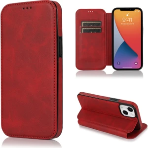Iphone 13 İçin Şövalye Deri Kılıfı (Kırmızı) (Yurt Dışından)