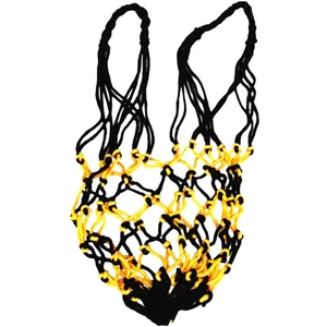 Tek Top Basketbol Voleybol Futbolu Için Ağır Hizmet Tipi Naylon Örgü Net Çanta Siyah Sarı (Yurt Dışından)