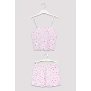 Açık Lila Kız Çocuk Flower 2li Pijama Takımı