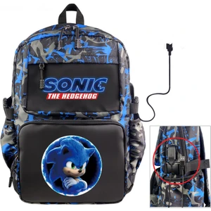 USB Veri Kablosu ile Anime Sonic Okul Çantası Büyük Kapasiteli (Yurt Dışından)