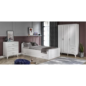 Kzn Home Kartopu Country Oda Takımı - 3 Kapaklı Gardırop, Yavrulu Karyola, 3 Çekmeceli Şifonyer Tamamı Mdf