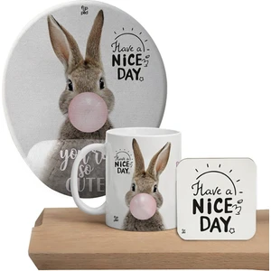 Rabbit Mousepad, Kupa ve Bardak Altlığı Seti