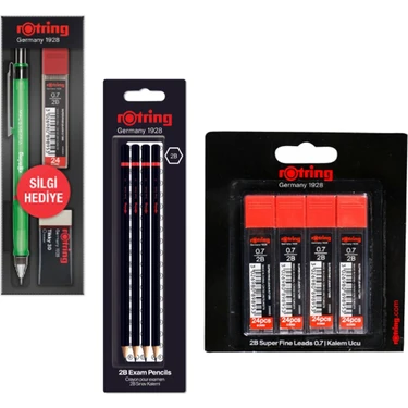 Rotring Visuclick Yeşil Okul Seti, 4'lü Uç ve Sınav Kalemi