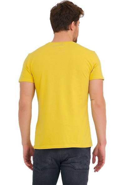 Adams Erkek Sarı Do Something Baskılı Normal Fit %100 Pamuk Bisiklet Yaka T-Shirt