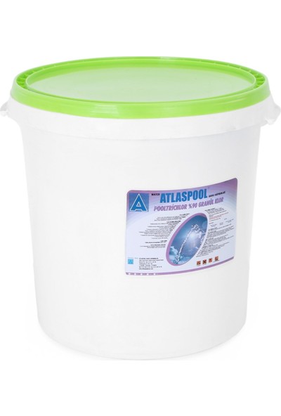 Atlas Pool % 90 Lık Toz Klor Granül Trichlor 25 kg Havuz Kimyasalı