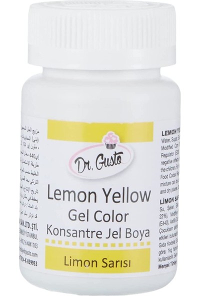 Dr. Gusto Limon Sarı Gıda Boyası Jel 100 gr