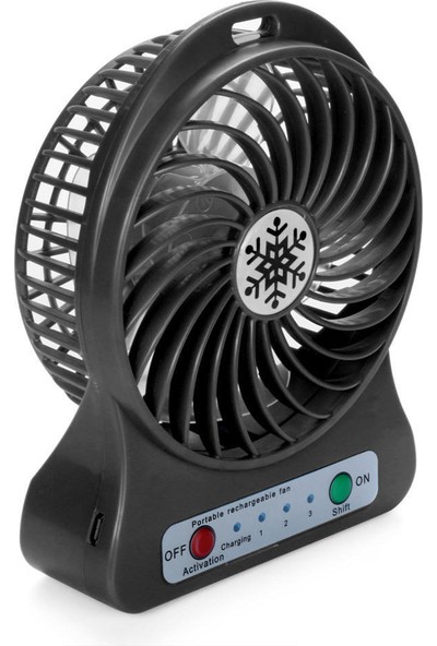 Robeve Mini Şarjlı Fan Vantilatör Masaüstü 3 Kademeli Soğutucu Sessiz Şarjlı Vantilatör Fan Siyah Masaüstü Vantilatör Fan