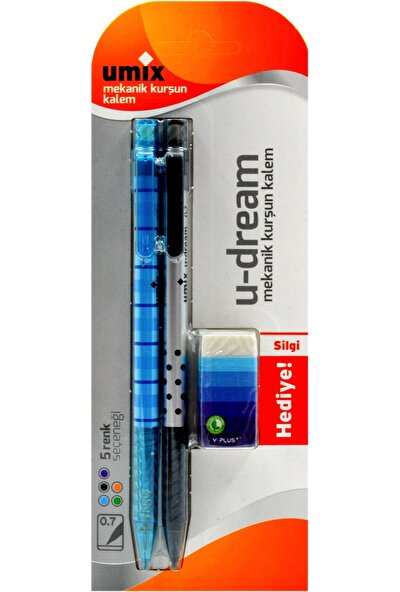 Umix U-Dream 2 Li Mekanik Kurşun Kalem Silgi Hediyeli Mavi