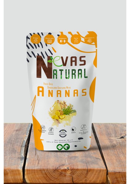 Dondurularak Kurutulmuş Freeze Dried Ananas 20 gr