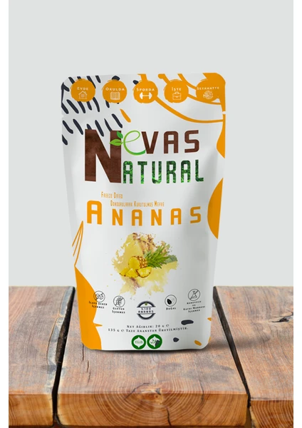 Nevas Natural Dondurularak Kurutulmuş Freeze Dried Ananas 20 gr