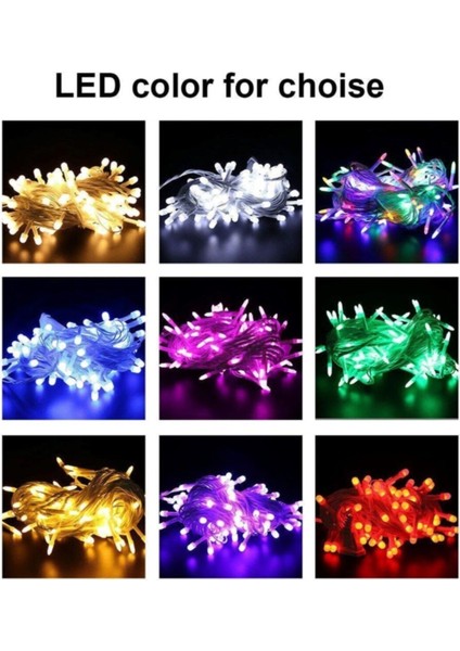 100 Ledli Yılbaşı LED Işık Süs 10 Metre Parti LED Işıkları Karışık Renk