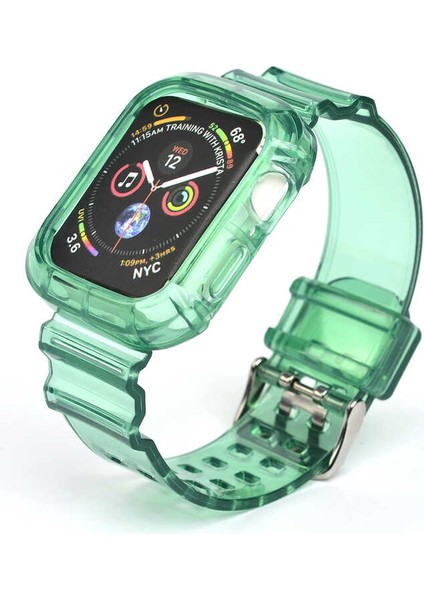 Apple Watch 44MM Krd-27 Şeffaf Renkli Transparan Silikon Kordon