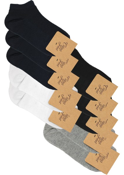 10'lu Paket Pike Örgü Patik Çorap (Siyah, Beyaz, Gri, Lacivert)