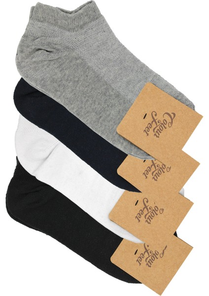 4'lü Paket Pike Örgü Patik Çorap (Siyah, Beyaz, Gri, Lacivert)