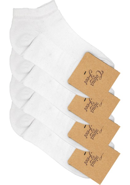 4'lü Paket Beyaz Pike Örgü Patik Çorap