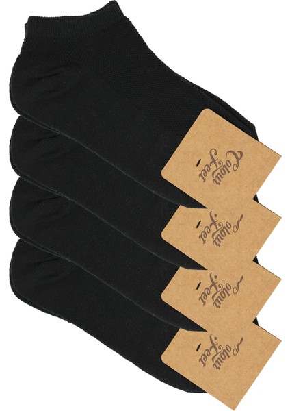 4'lü Paket Siyah Pike Örgü Patik Çorap