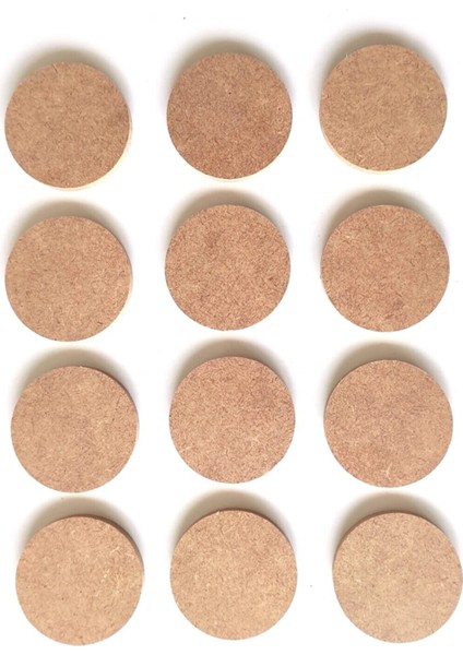12'li Mini Çok Amaçlı Boyanabilir Yuvarlak Levha / Sunumluk Set 5,5 cm Ham Mdf