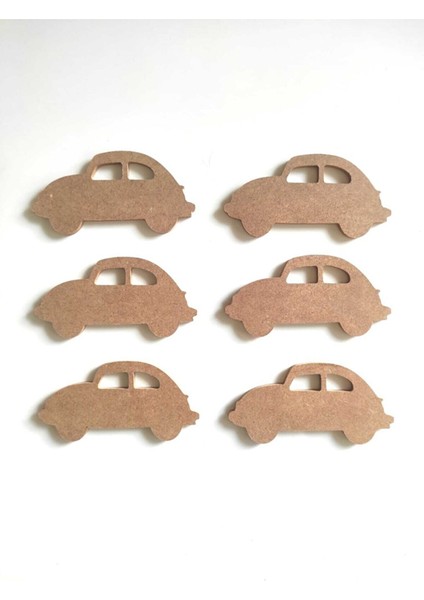 6'lı Mini Araba Seti Boyanabilir Ham 6 mm Mdf
