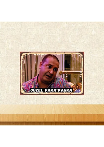 Şafak Sezer Güzel Para Kanka 20-30 cm Retro Ahşap Poster TKFX4431