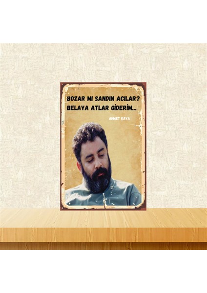 Ahmet Kaya Bozar Mı Sandın 20-30 cm Retro Ahşap Poster TKFX4468