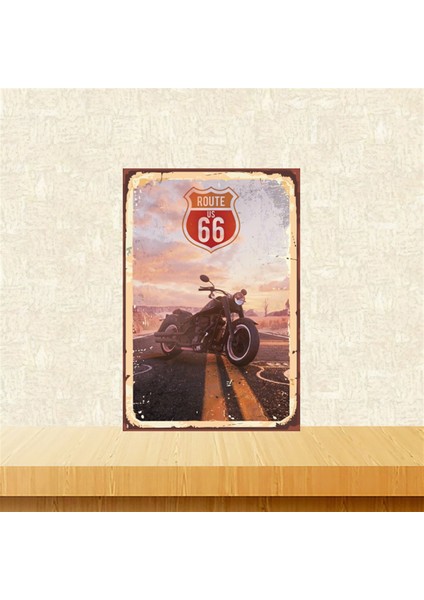 Route Us 66 20-30 cm Retro Ahşap Tablo TKFX5272