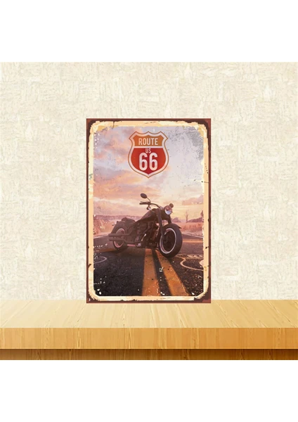 Route Us 66 20-30 cm Retro Ahşap Tablo TKFX5272