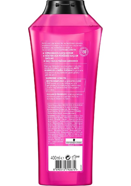 Supreme Length Şampuan 500 Ml + Şampuan 400 Ml
