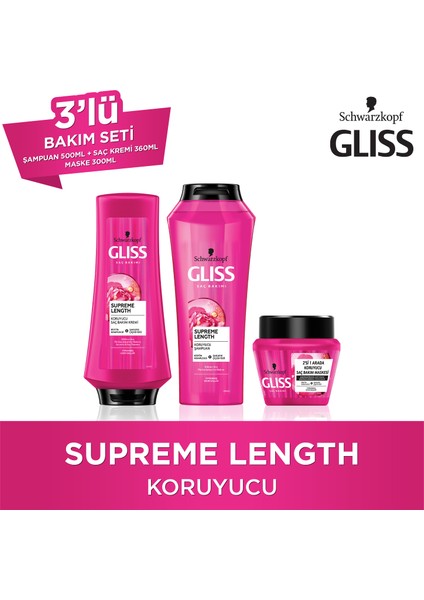 Supreme Length Şampuan 500 Ml + Saç Kremi 360 Ml + Maske 300 Ml