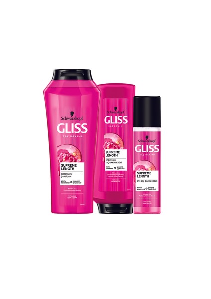 Gliss Supreme Length 500 Ml + Saç Kremi 360 Ml + Sıvı Saç Kremi 200 Ml