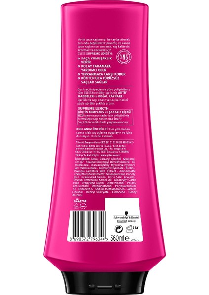 Gliss Supreme Length 500 Ml + Saç Kremi 360 Ml + Sıvı Saç Kremi 200 Ml