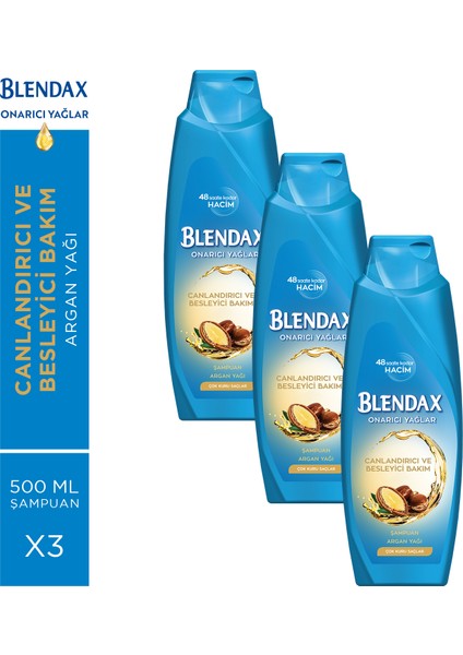 Canlandırıcı Ve Besleyici Bakım - Onarıcı Yağlar Argan Yağı Şampuan 500 Ml X 3 Adet