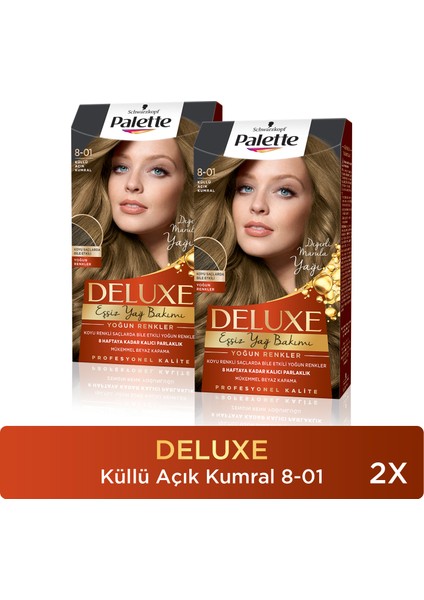 Deluxe Saç Boyası Yoğun Renkler 8-01 Küllü Açık Kumral X 2 Adet