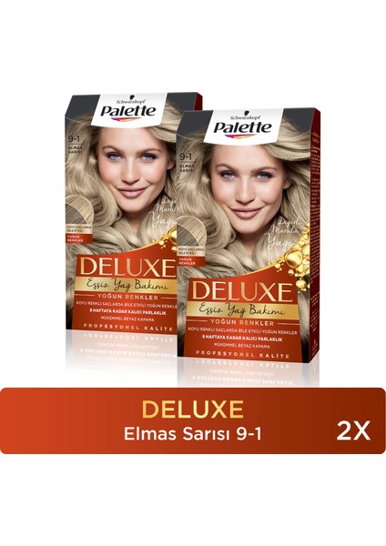 Deluxe Saç Boyası Yoğun Renkler 9-1 Küllü Sarı X 2 Adet