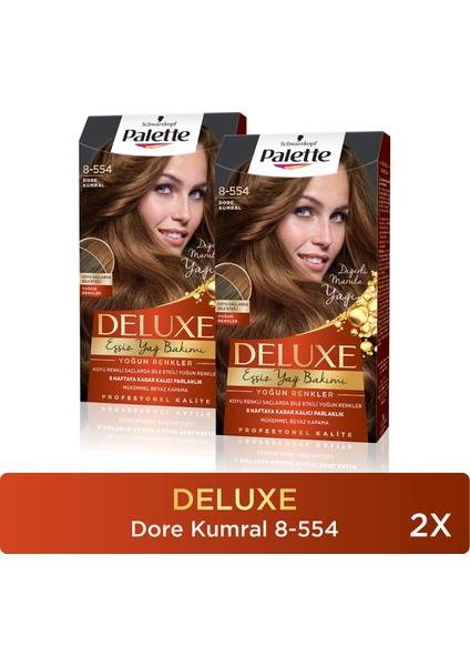 Deluxe Saç Boyası Yoğun Renkler 8-554 Dore Kumral X 2 Adet