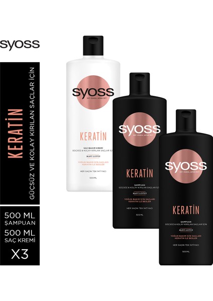 Keratin Mükemmelliği Şampuan 500 Ml X 2 Adet + Saç Kremi 500 Ml