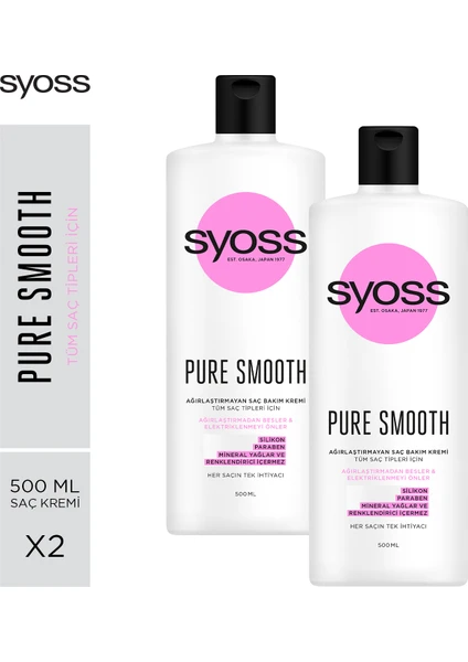 Syoss Pure Smooth Mıcellar Saç Kremi 500 Ml X 2 Adet