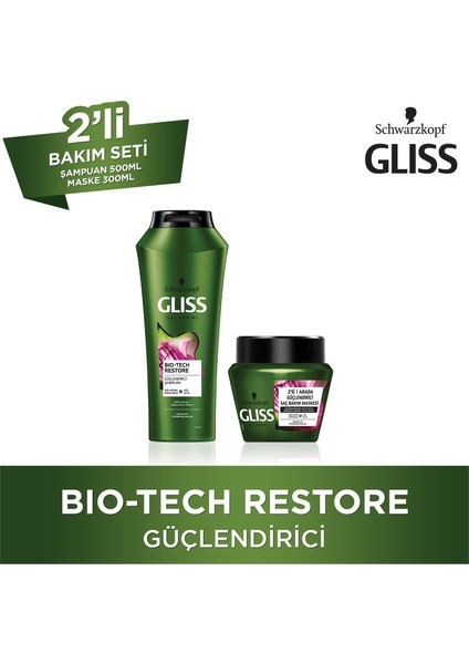 Bio-Tech Şampuan 500 Ml + Gliss Bio-Tech Saç Bakım Maskesi 300 Ml