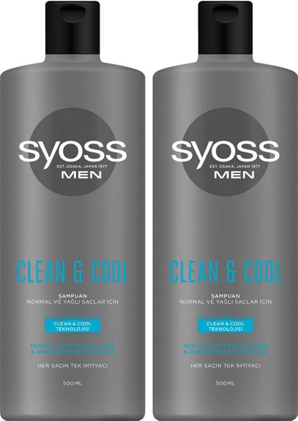 Men Clean & Cool Şampuan 500 Ml X2 Adet