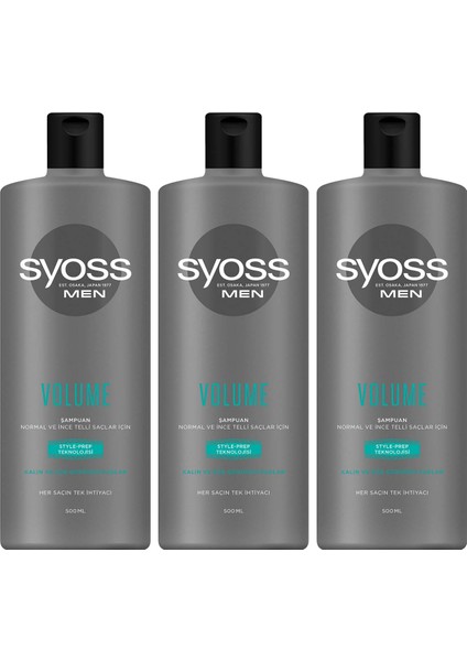 Men Volume Şampuan 500 Ml X3 Adet