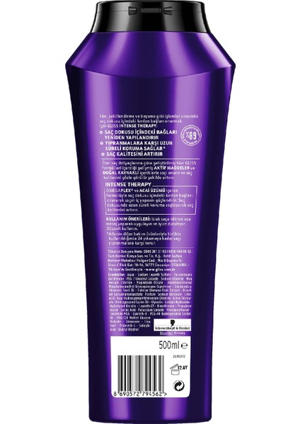 Gliss Intense Therapy Şampuan 500 Ml +Intense Therapy Şampuan 360 Ml