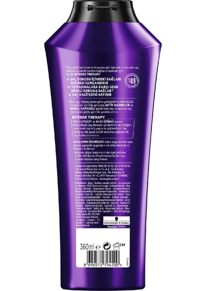 Gliss Intense Therapy Şampuan 500 Ml +Intense Therapy Şampuan 360 Ml