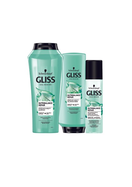 Gliss Nutri Balance 500 Ml + Saç Kremi 360 Ml + Sıvı Saç Kremi 200 Ml