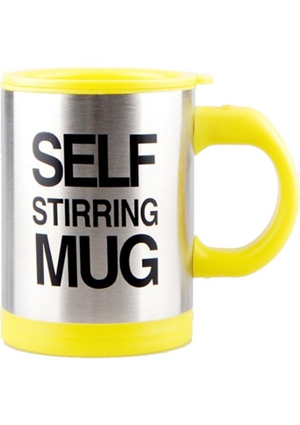 Kendi Kendini Karıştıran Mikser Kupa Termos Bardak Self Stirring Mug Sarı