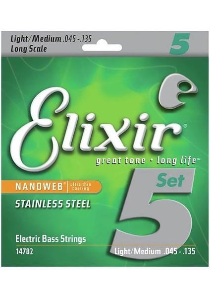 Nanoweb Long Scale Medium-Light 5-Telli Bas Gitar Teli (45-130)
