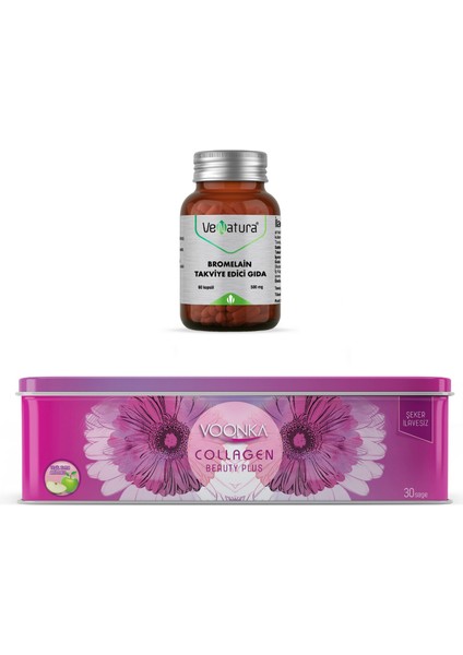 Bromelain 500 Mg 60 Kapsül + Collagen Beauty Plus 30 Saşe Ananas Aromalı