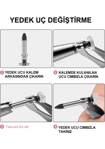 Dokunmatik Tablet Telefon Kalemi +1 Yedek Uç Renk Geçişli Passive Stylus Bilgisayar Kalem