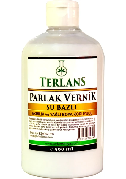 Terlans Su Bazlı Parlak Vernik Akrilik ve Yağlı Boya Koruyucu 500 ml